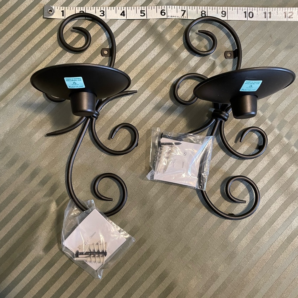 Partylite Elegant Black Wall Sconce Set